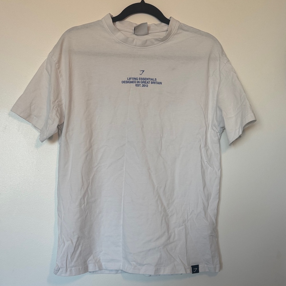 Gymshark White Short Sleeve Tee with Small Blue Logo